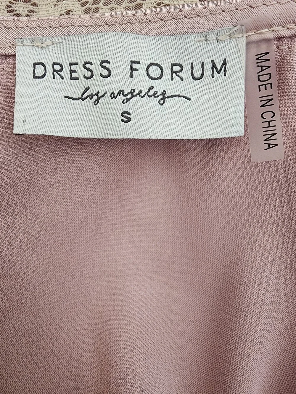 Pink Satin Lace Maxi Dress Small V-Neck Flowy Gown by Dress Forum Los Angeles - Picture 14 of 15